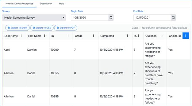 Students in Activity Example